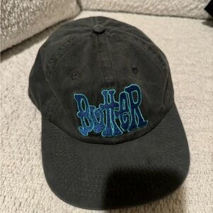 Butter grey Hat with Blue Embroidery